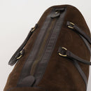 Christian Dior Trotter Boston Bag Suede Brown Gold Tone Auth ep15800-6