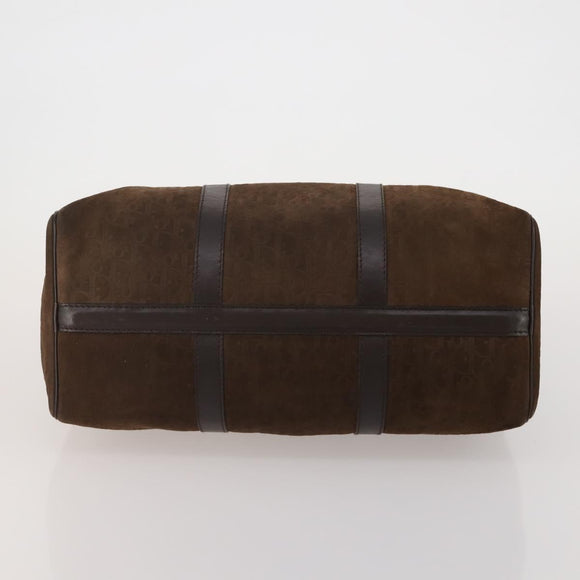 Christian Dior Trotter Boston Bag Suede Brown Gold Tone Auth ep15800