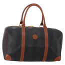 FENDI Pecan Boston Bag PVC Leather Black Brown Auth ep15801-1
