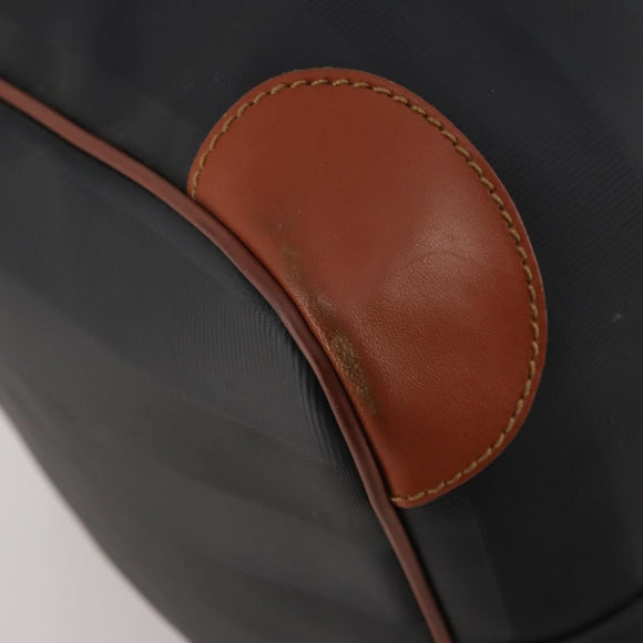 FENDI Pecan Boston Bag PVC Leather Black Brown Auth ep15801