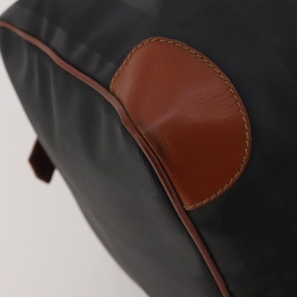 FENDI Pecan Boston Bag PVC Leather Black Brown Auth ep15801