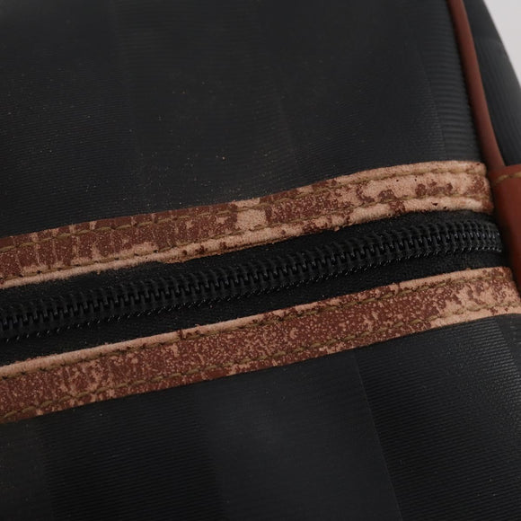 FENDI Pecan Boston Bag PVC Leather Black Brown Auth ep15801