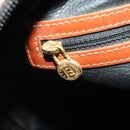 FENDI Pecan Boston Bag PVC Leather Black Brown Auth ep15801-21