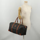 FENDI Pecan Boston Bag PVC Leather Black Brown Auth ep15801-24