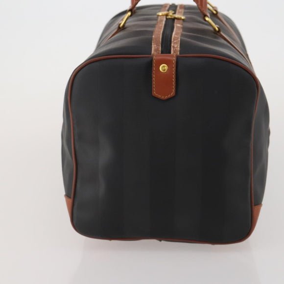 FENDI Pecan Boston Bag PVC Leather Black Brown Auth ep15801