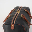 FENDI Pecan Boston Bag PVC Leather Black Brown Auth ep15801-6