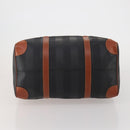 FENDI Pecan Boston Bag PVC Leather Black Brown Auth ep15801-9