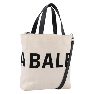 BALENCIAGA Everyday Tote Bag Canvas 2way White Black 544459 Auth ep15802