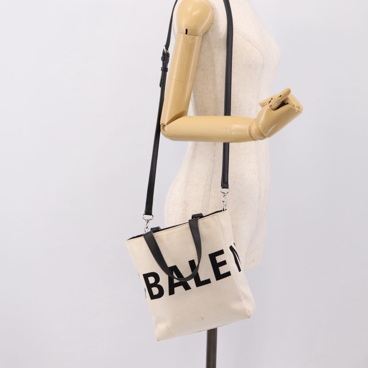 BALENCIAGA Everyday Tote Bag Canvas 2way White Black 544459 Auth