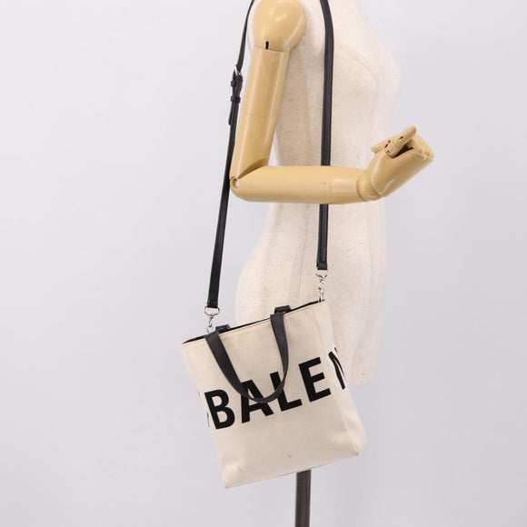 BALENCIAGA Everyday Tote Bag Canvas 2way White Black 544459 Auth ep15802