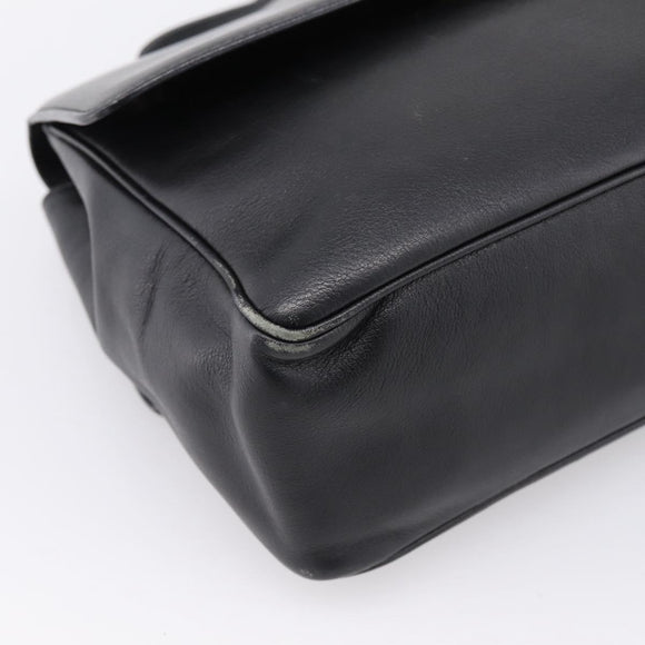 CELINE Shoulder Bag Leather Black Gold Tone Auth ep15804