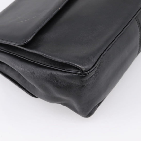 CELINE Shoulder Bag Leather Black Gold Tone Auth ep15804
