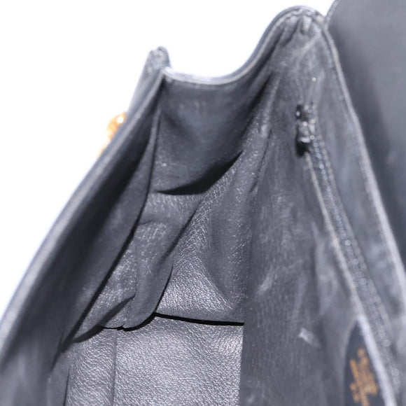 CELINE Shoulder Bag Leather Black Gold Tone Auth ep15804