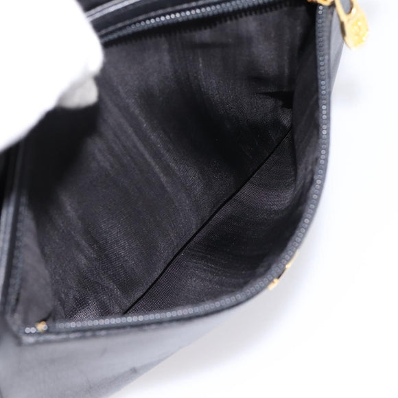 CELINE Shoulder Bag Leather Black Gold Tone Auth ep15804