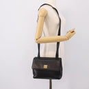 CELINE Shoulder Bag Leather Black Gold Tone Auth ep15804-22