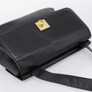 CELINE Shoulder Bag Leather Black Gold Tone Auth ep15804-6