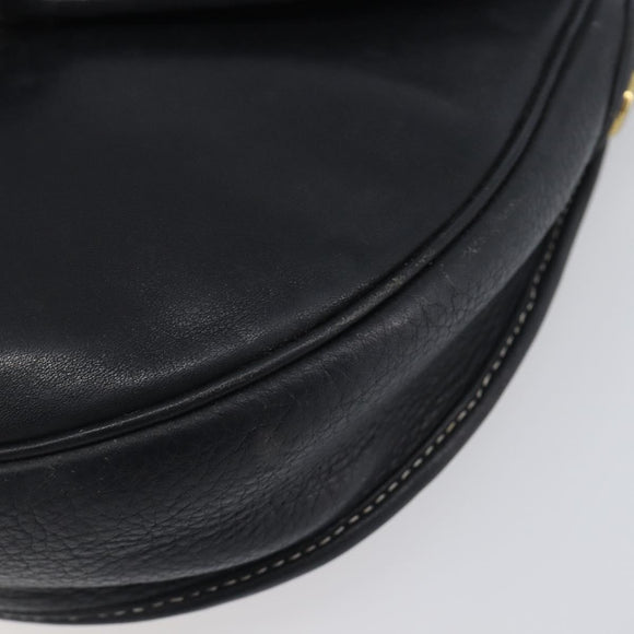 Christian Dior Shoulder Bag Leather Navy Silver Auth ep15806