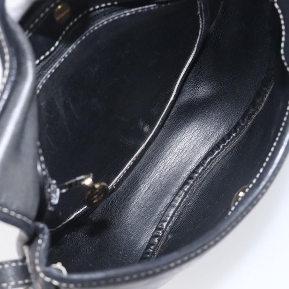 Christian Dior Shoulder Bag Leather Navy Silver Auth ep15806