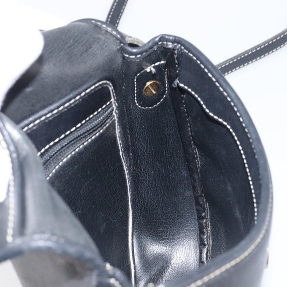 Christian Dior Shoulder Bag Leather Navy Silver Auth ep15806