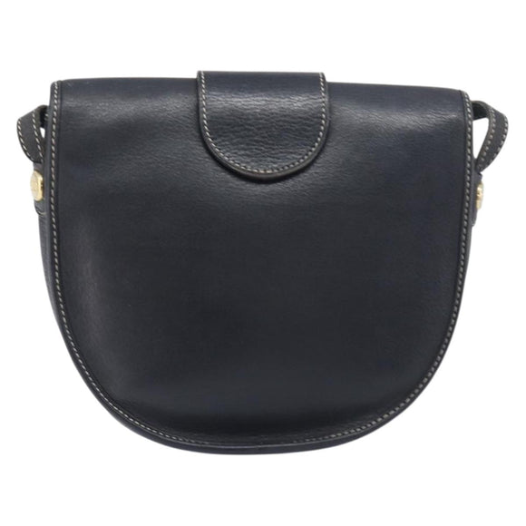 Christian Dior Shoulder Bag Leather Navy Silver Auth ep15806