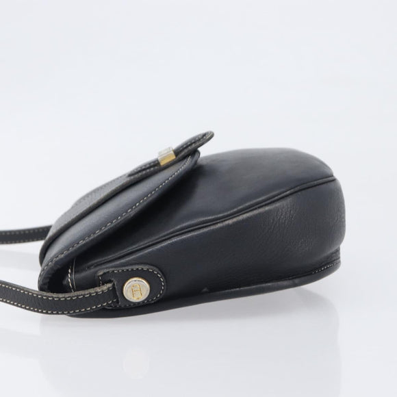 Christian Dior Shoulder Bag Leather Navy Silver Auth ep15806