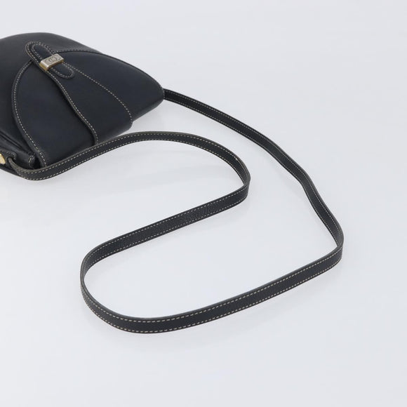 Christian Dior Shoulder Bag Leather Navy Silver Auth ep15806