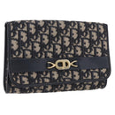 Christian Dior Trotter Canvas Clutch Bag Navy Gold Tone Auth ep15807-1