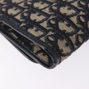 Christian Dior Trotter Canvas Clutch Bag Navy Gold Tone Auth ep15807-10