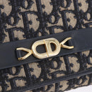 Christian Dior Trotter Canvas Clutch Bag Navy Gold Tone Auth ep15807-12