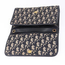 Christian Dior Trotter Canvas Clutch Bag Navy Gold Tone Auth ep15807-13