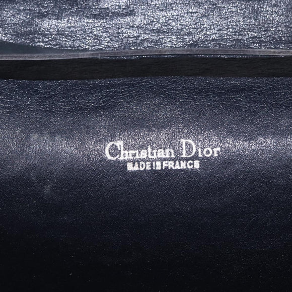 Christian Dior Trotter Canvas Clutch Bag Navy Gold Tone Auth ep15807