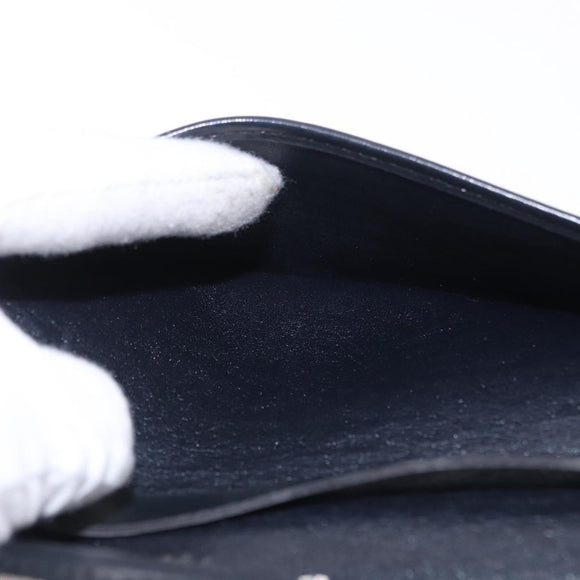 Christian Dior Trotter Canvas Clutch Bag Navy Gold Tone Auth ep15807
