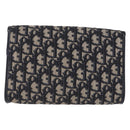 Christian Dior Trotter Canvas Clutch Bag Navy Gold Tone Auth ep15807-3