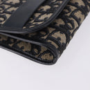 Christian Dior Trotter Canvas Clutch Bag Navy Gold Tone Auth ep15807-8