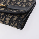 Christian Dior Trotter Canvas Clutch Bag Navy Gold Tone Auth ep15807-9