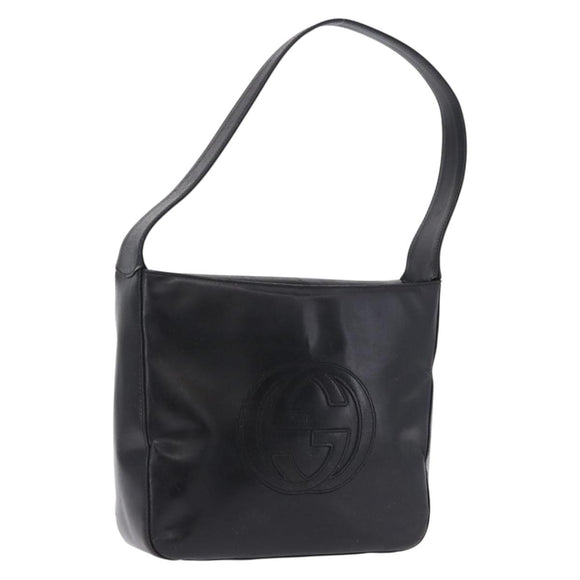 GUCCI Shoulder Bag Patent Black Auth ep15810