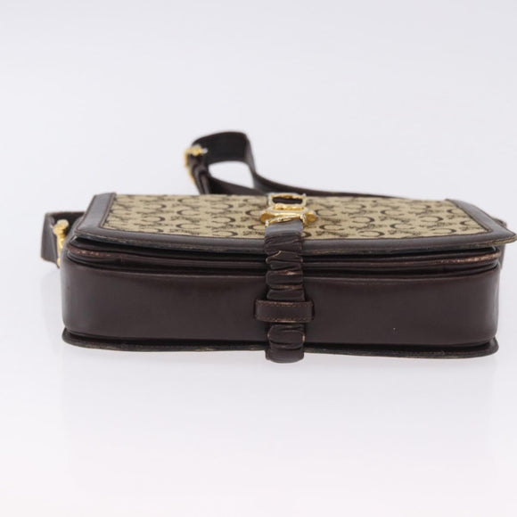 CELINE C Saluki Shoulder Bag Canvas Beige Gold Tone Auth ep15812