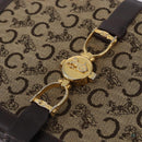 CELINE C Saluki Shoulder Bag Canvas Beige Gold Tone Auth ep15812-17