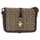 CELINE C Saluki Shoulder Bag Canvas Beige Gold Tone Auth ep15812-13