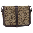 CELINE C Saluki Shoulder Bag Canvas Beige Gold Tone Auth ep15812-2