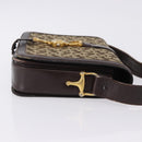 CELINE C Saluki Shoulder Bag Canvas Beige Gold Tone Auth ep15812-3