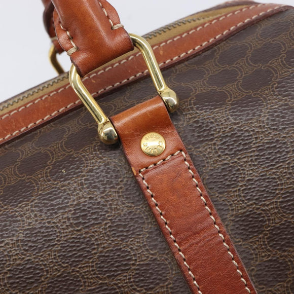CELINE Macadam Hand Bag PVC Leather Brown Gold Tone Auth ep15813