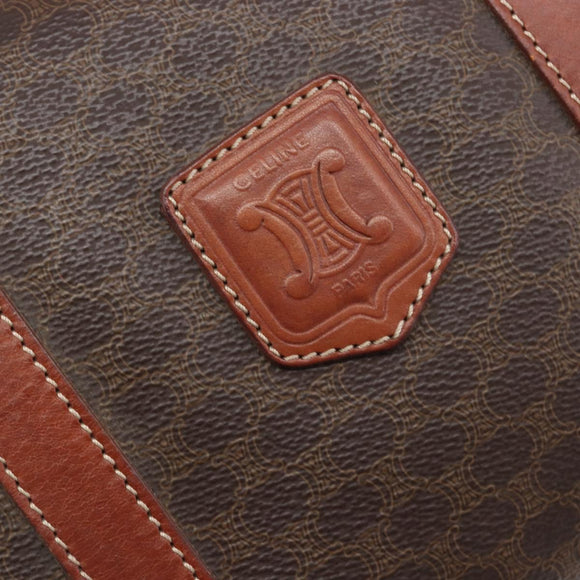 CELINE Macadam Hand Bag PVC Leather Brown Gold Tone Auth ep15813