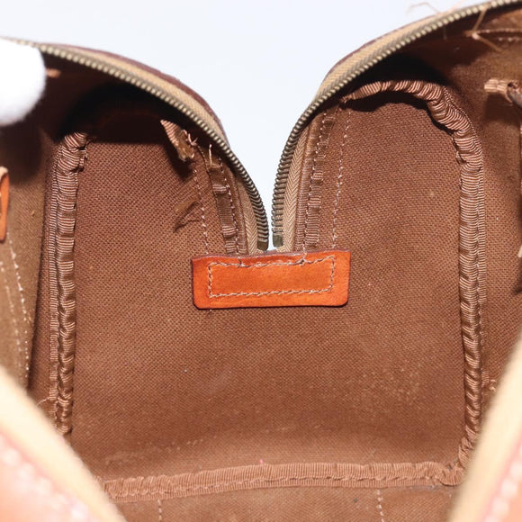 CELINE Macadam Hand Bag PVC Leather Brown Gold Tone Auth ep15813
