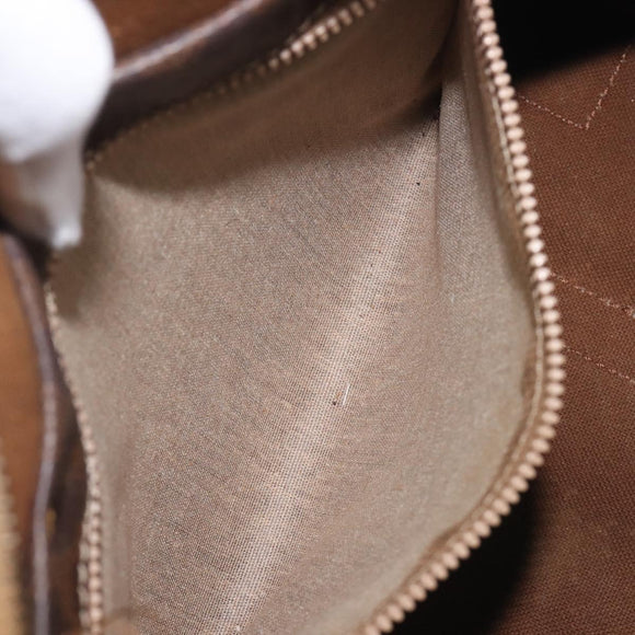 CELINE Macadam Hand Bag PVC Leather Brown Gold Tone Auth ep15813