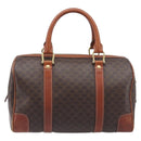 CELINE Macadam Hand Bag PVC Leather Brown Gold Tone Auth ep15813-2