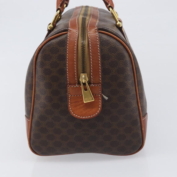CELINE Macadam Hand Bag PVC Leather Brown Gold Tone Auth ep15813