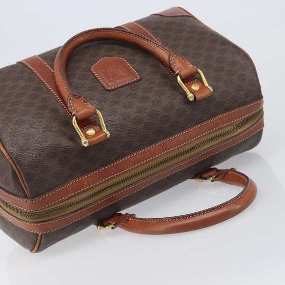 CELINE Macadam Hand Bag PVC Leather Brown Gold Tone Auth ep15813