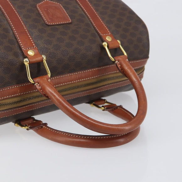 CELINE Macadam Hand Bag PVC Leather Brown Gold Tone Auth ep15813