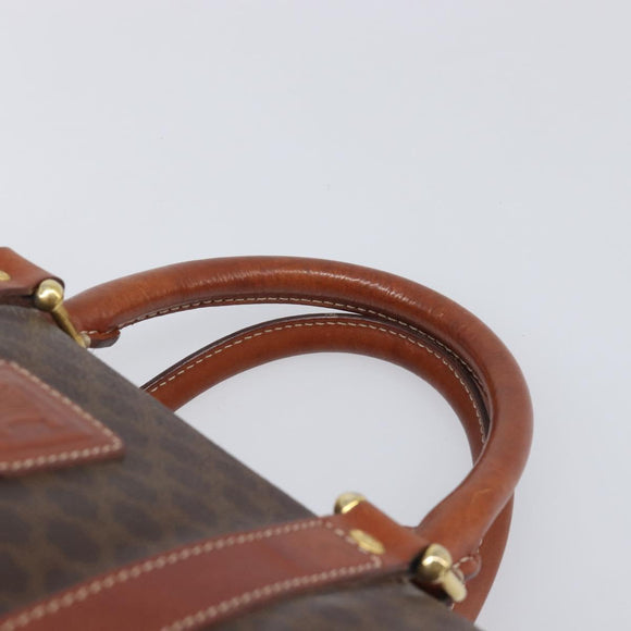 CELINE Macadam Hand Bag PVC Leather Brown Gold Tone Auth ep15813